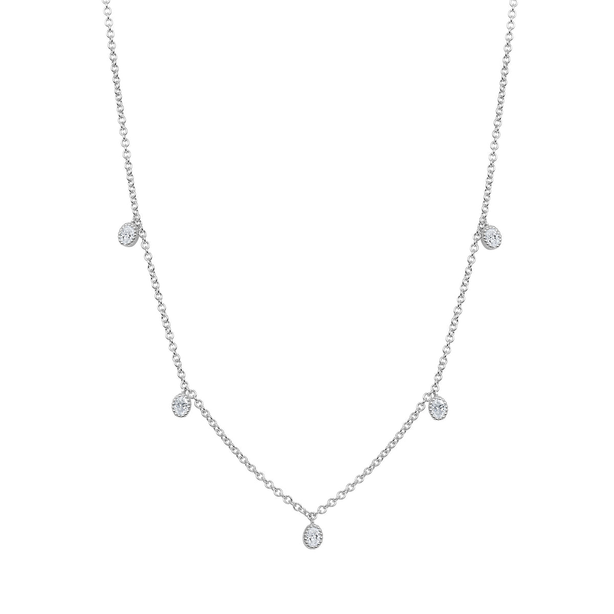 14K Gold Diamond Bezel Fringe Choker Necklace - Abtin & Company 