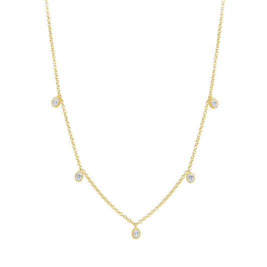 14K Gold Diamond Bezel Fringe Choker Necklace - Abtin & Company 