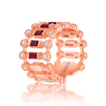 14K Rose Gold Diamond & Ruby Lace Cigar Ring - Abtin & Company 