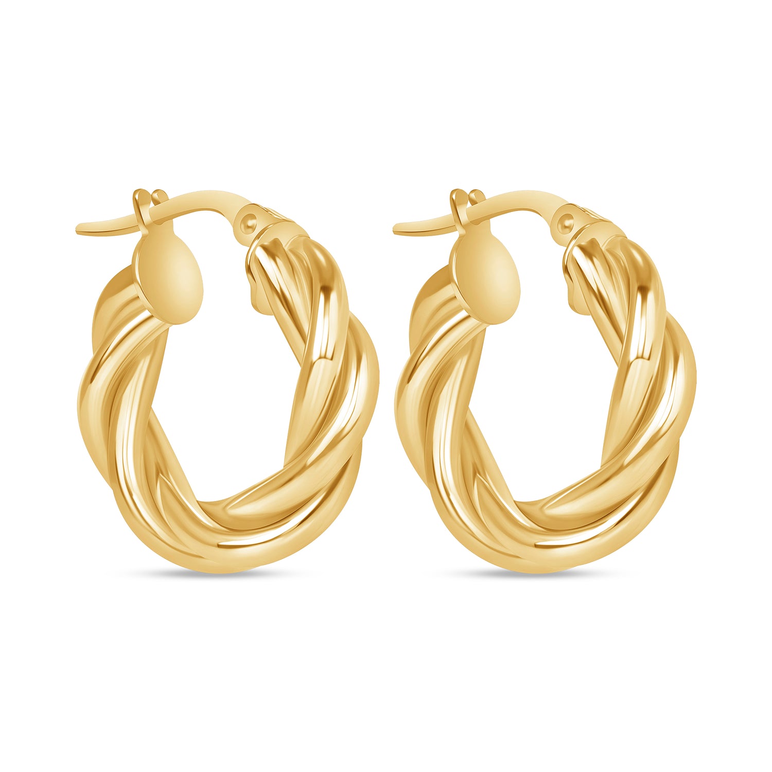 14K Gold Twist Hoop Earrings