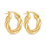 14K Gold Twist Hoop Earrings