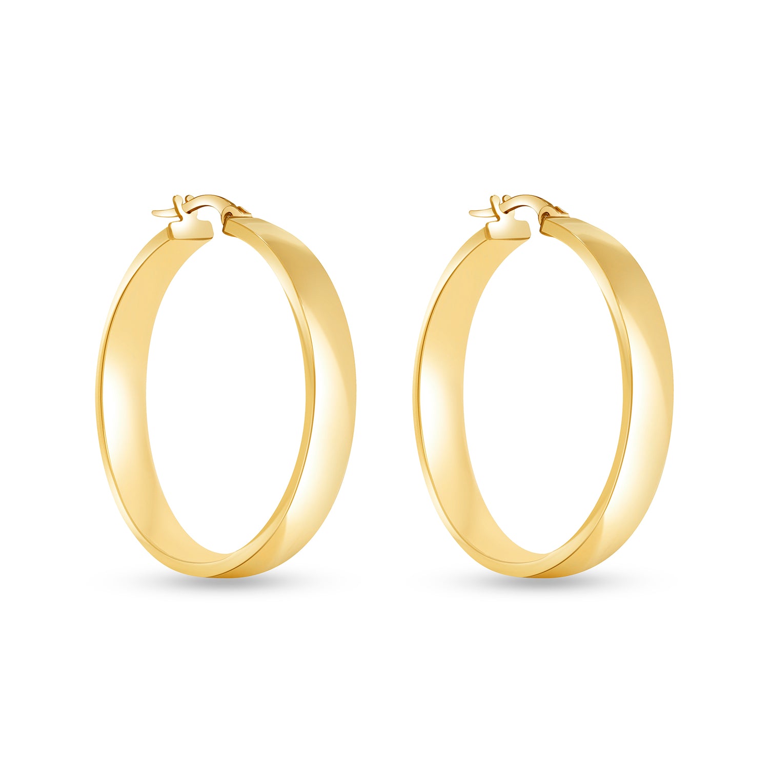 14K Square Tube Flat Hoop Earrings