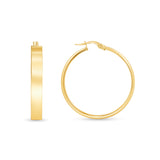 14K Square Tube Flat Hoop Earrings