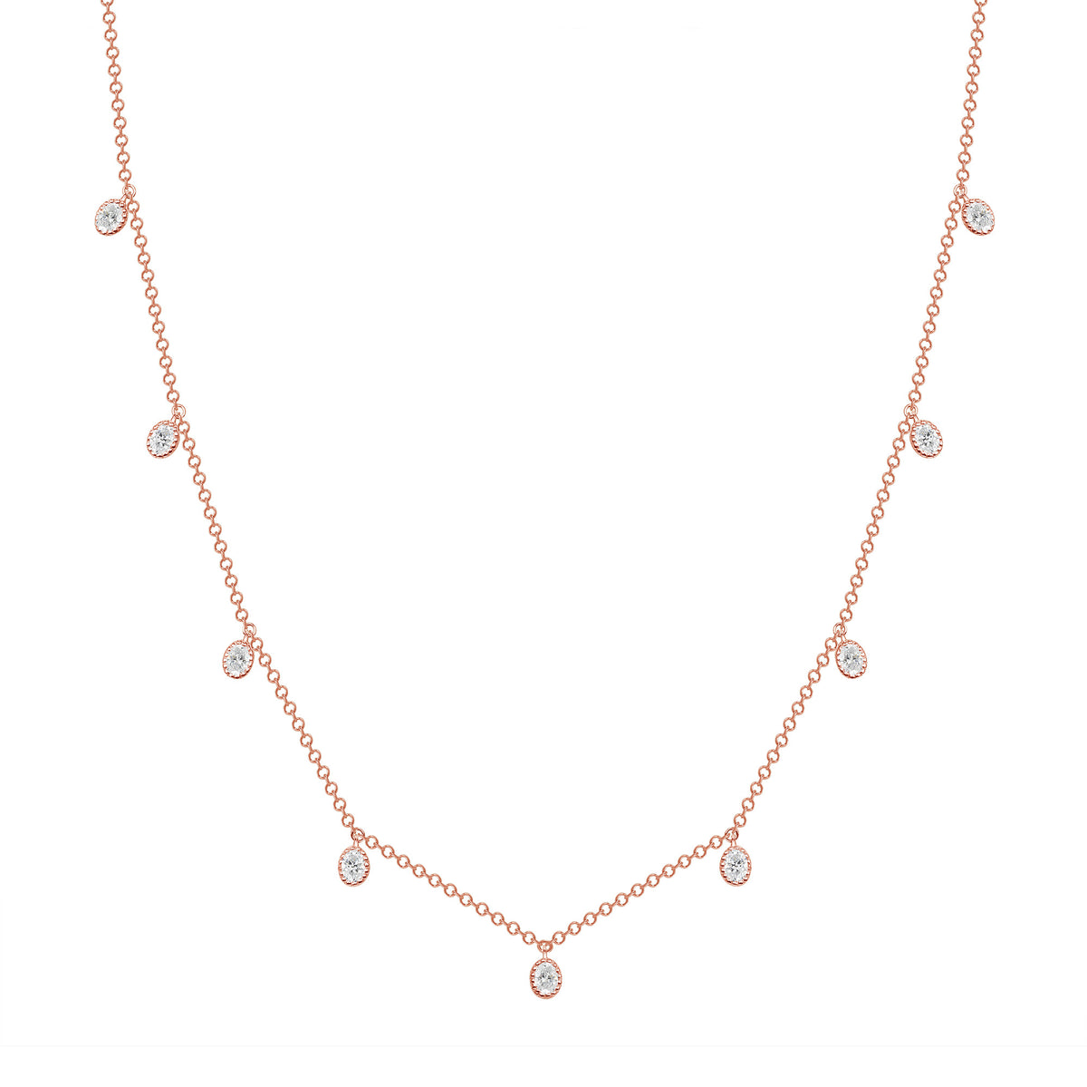 14K Gold Diamond Bezel Fringe Choker Necklace - Abtin & Company 