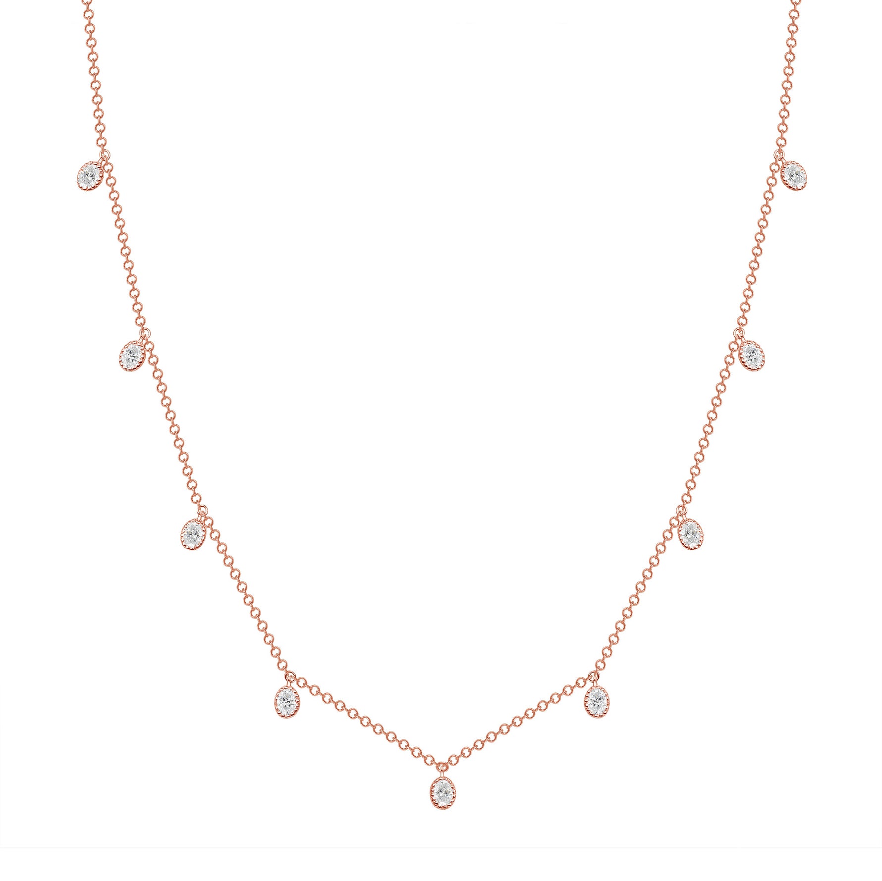 14K Gold Diamond Bezel Fringe Choker Necklace - Abtin & Company 