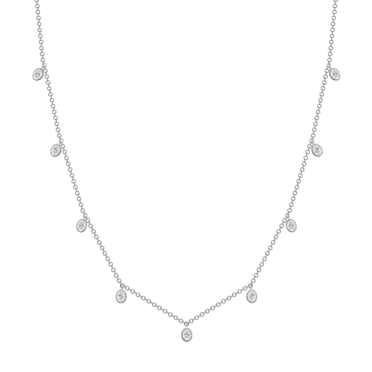 14K Gold Diamond Bezel Fringe Choker Necklace - Abtin & Company 
