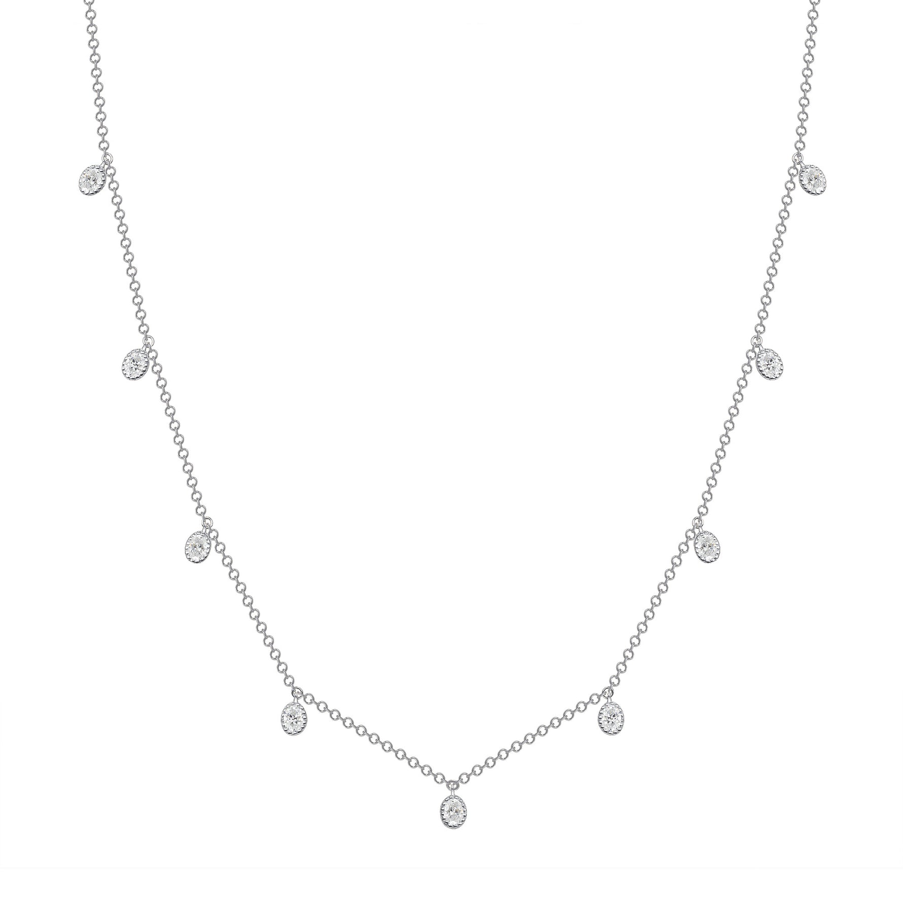 14K Gold Diamond Bezel Fringe Choker Necklace - Abtin & Company 