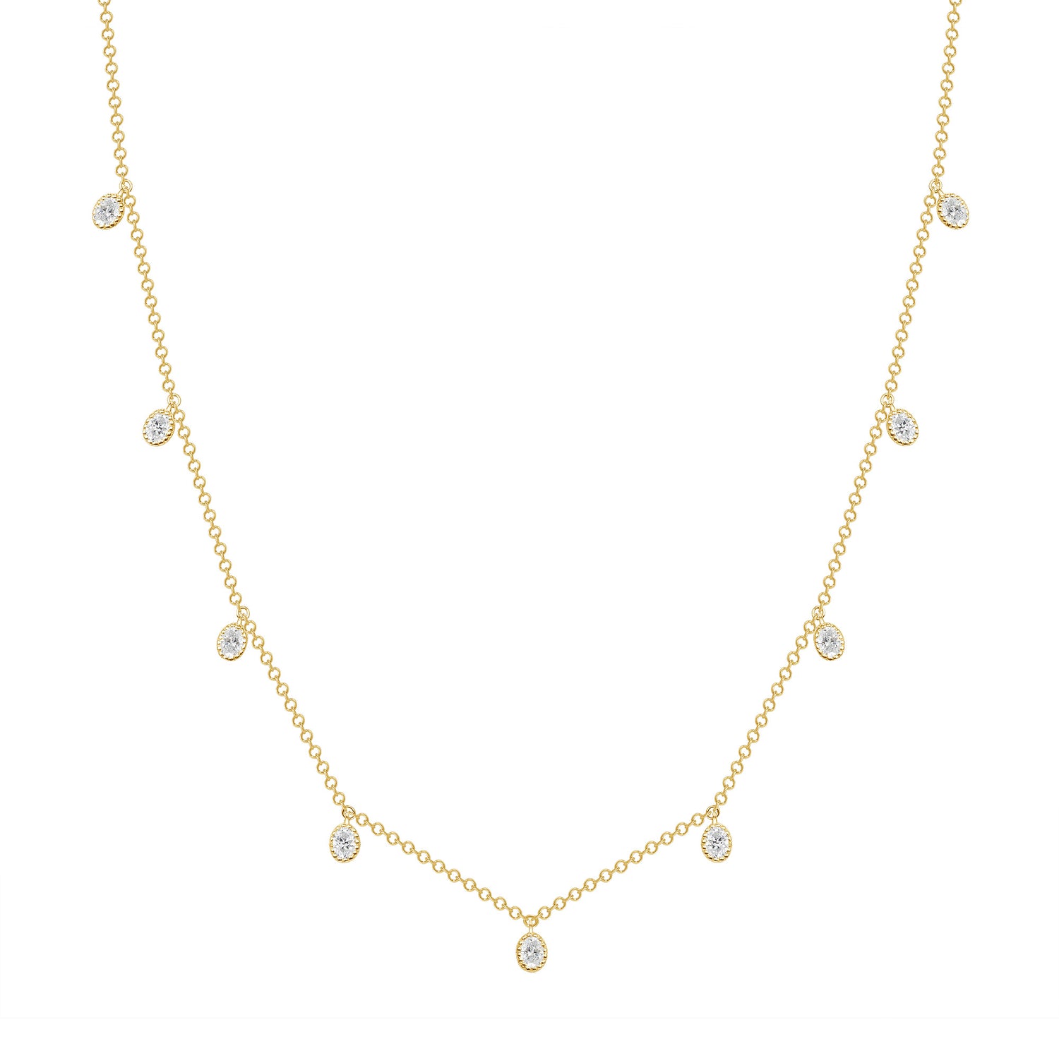 14K Gold Diamond Bezel Fringe Choker Necklace - Abtin & Company 