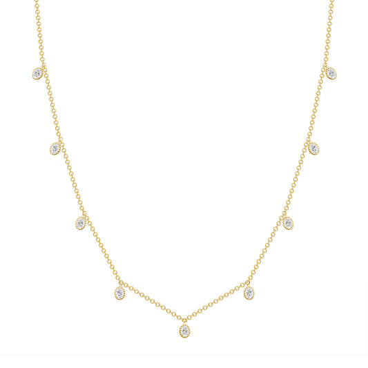 14K Gold Diamond Bezel Fringe Choker Necklace - Abtin & Company 