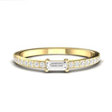14K White Gold Diamond Baguette Minimal Stackable Ring - Abtin & Company 