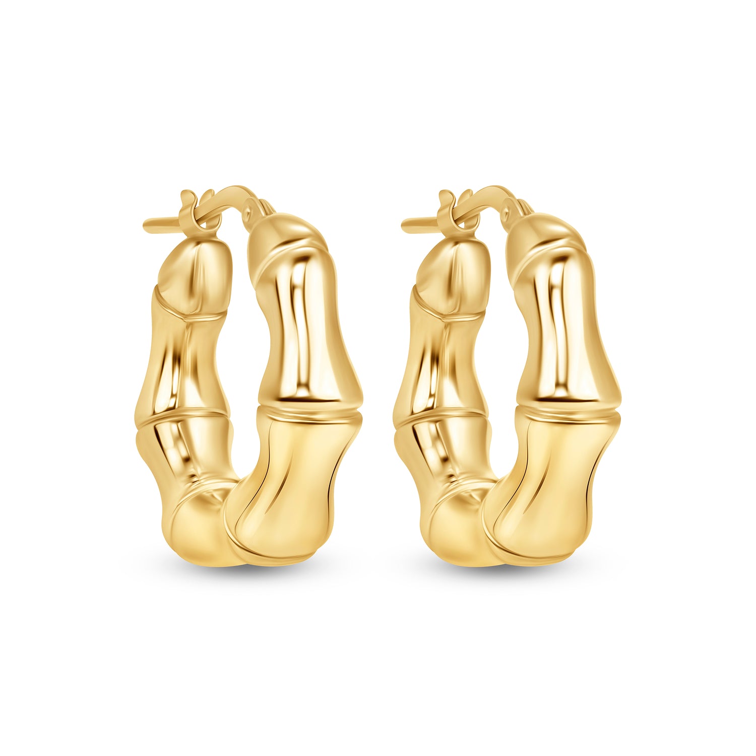 14K Gold Bamboo Hoop Earrings