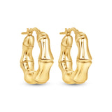 14K Gold Bamboo Hoop Earrings