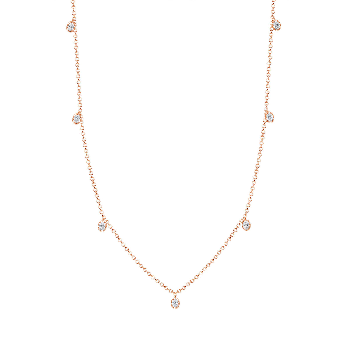 14K Gold Diamond Bezel Fringe Choker Necklace - Abtin & Company 