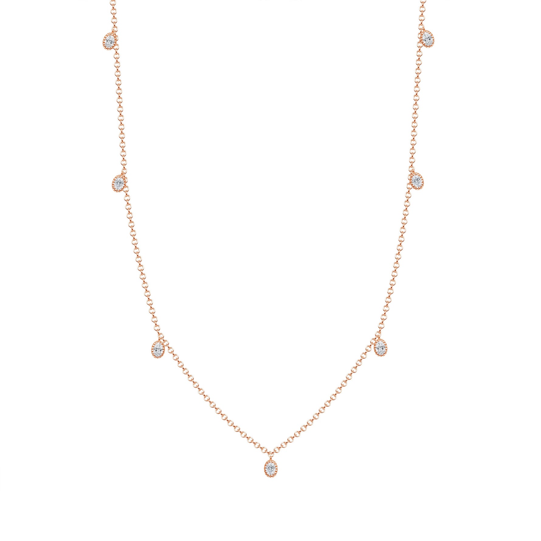14K Gold Diamond Bezel Fringe Choker Necklace - Abtin & Company 