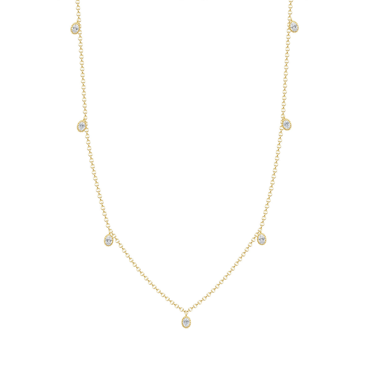 14K Gold Diamond Bezel Fringe Choker Necklace - Abtin & Company 