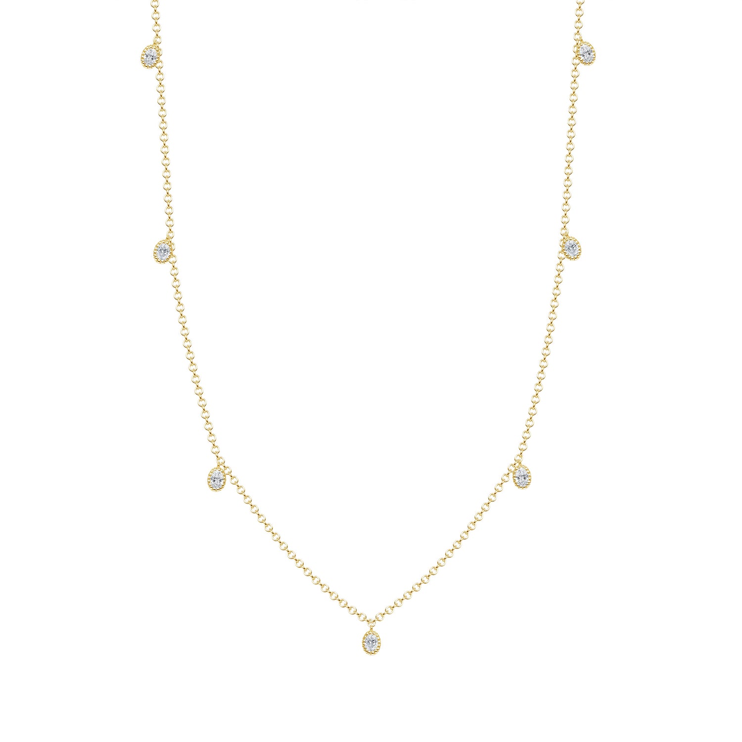 14K Gold Diamond Bezel Fringe Choker Necklace - Abtin & Company 