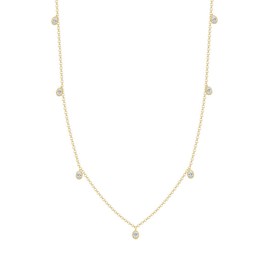 14K Gold Diamond Bezel Fringe Choker Necklace - Abtin & Company 