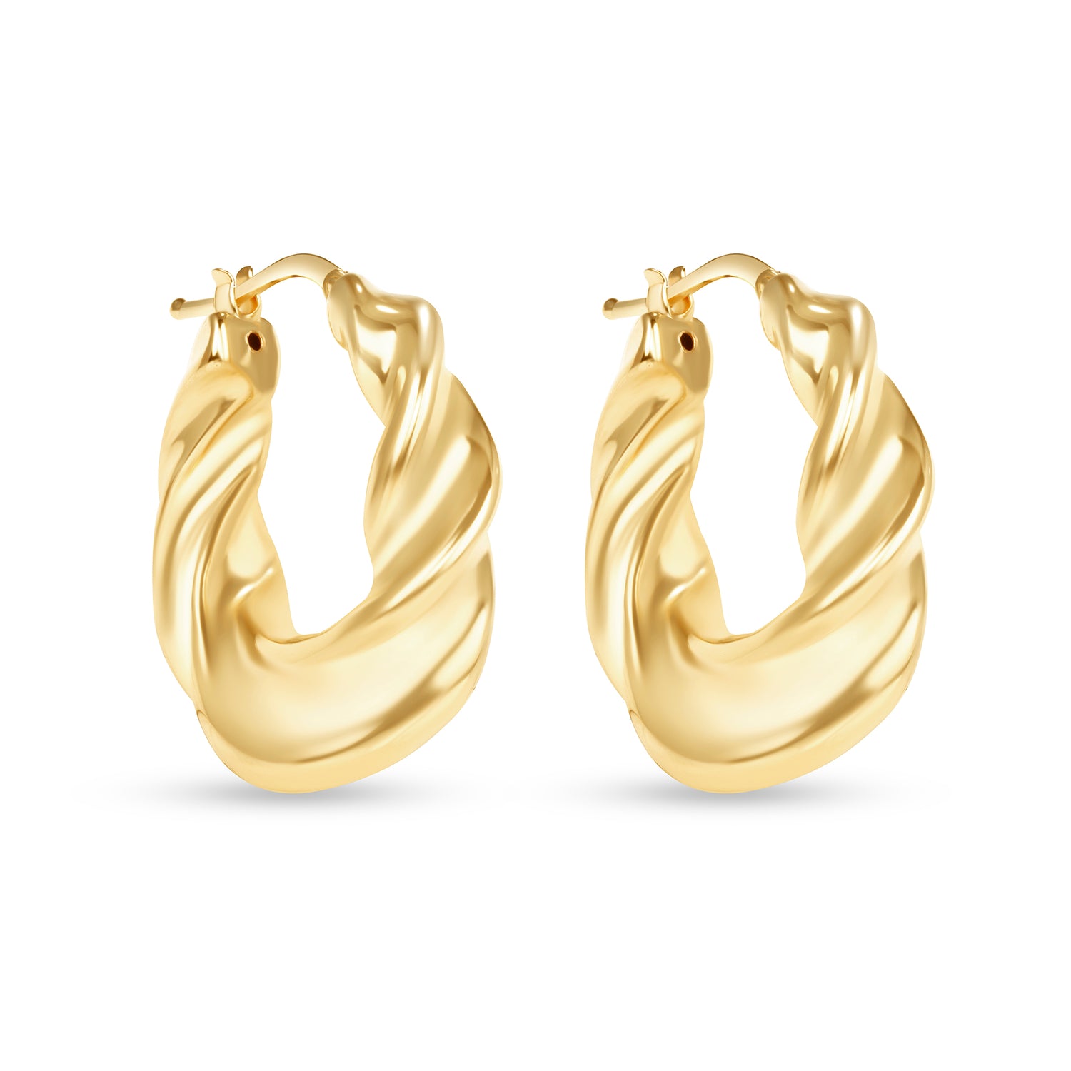 14K Gold Twist Hoop Earrings