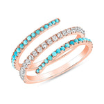 14K Gold Diamond and Turquoise Spiral Ring - Abtin & Company 