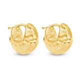 14K Gold Hammered Huggie Earrings