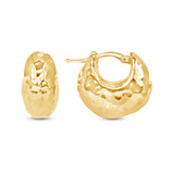 14K Gold Hammered Huggie Earrings