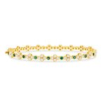 14K Gold Emerald & Diamond Clover Bangle - Abtin & Company 