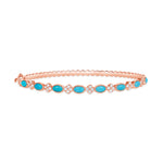 14K Gold Alternate Diamond Clover & Turquoise Bangle - Abtin & Company 