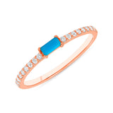14K Gold Diamond & Turquoise Stackable Ring Wedding Band - Abtin & Company 