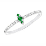 14K Gold Diamond & Emerald Marquise Design Stackable Ring - Abtin & Company 
