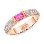 14K Gold Diamond & Emerald-cut Pink Sapphire Ring - Abtin & Company 