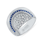 14K Gold Diamond and Blue Sapphire Vintage Look Wide Ring - Abtin & Company 