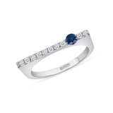 14K White Gold Blue Sapphire And Diamond Stacking Bar Ring - Abtin & Company 