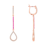 14K Gold Diamond & Pink Sapphire Teardrop Dangle Earring - Abtin & Company 