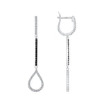 14K Gold Diamond & Black Diamond Teardrop Dangle Earring - Abtin & Company 