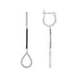 14K Gold Diamond & Black Diamond Teardrop Dangle Earring - Abtin & Company 
