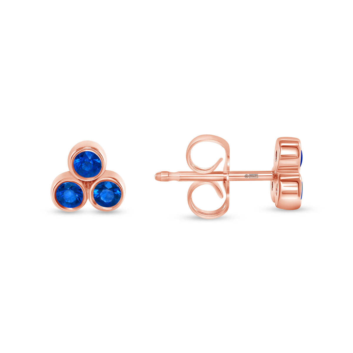 14K Gold Trio Blue Sapphire Stud Earrings - Abtin & Company 