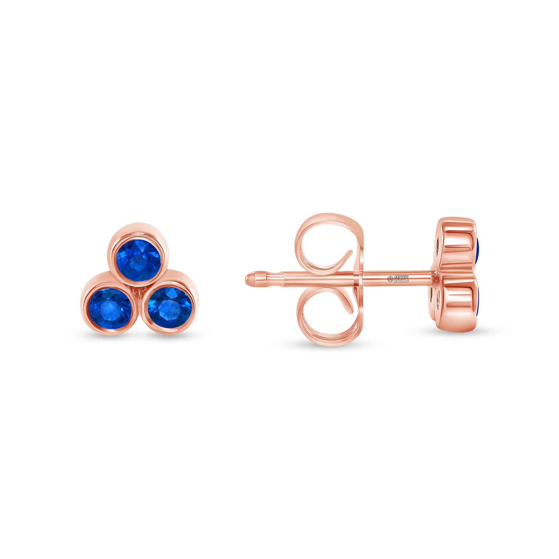 14K Gold Trio Blue Sapphire Stud Earrings - Abtin & Company 