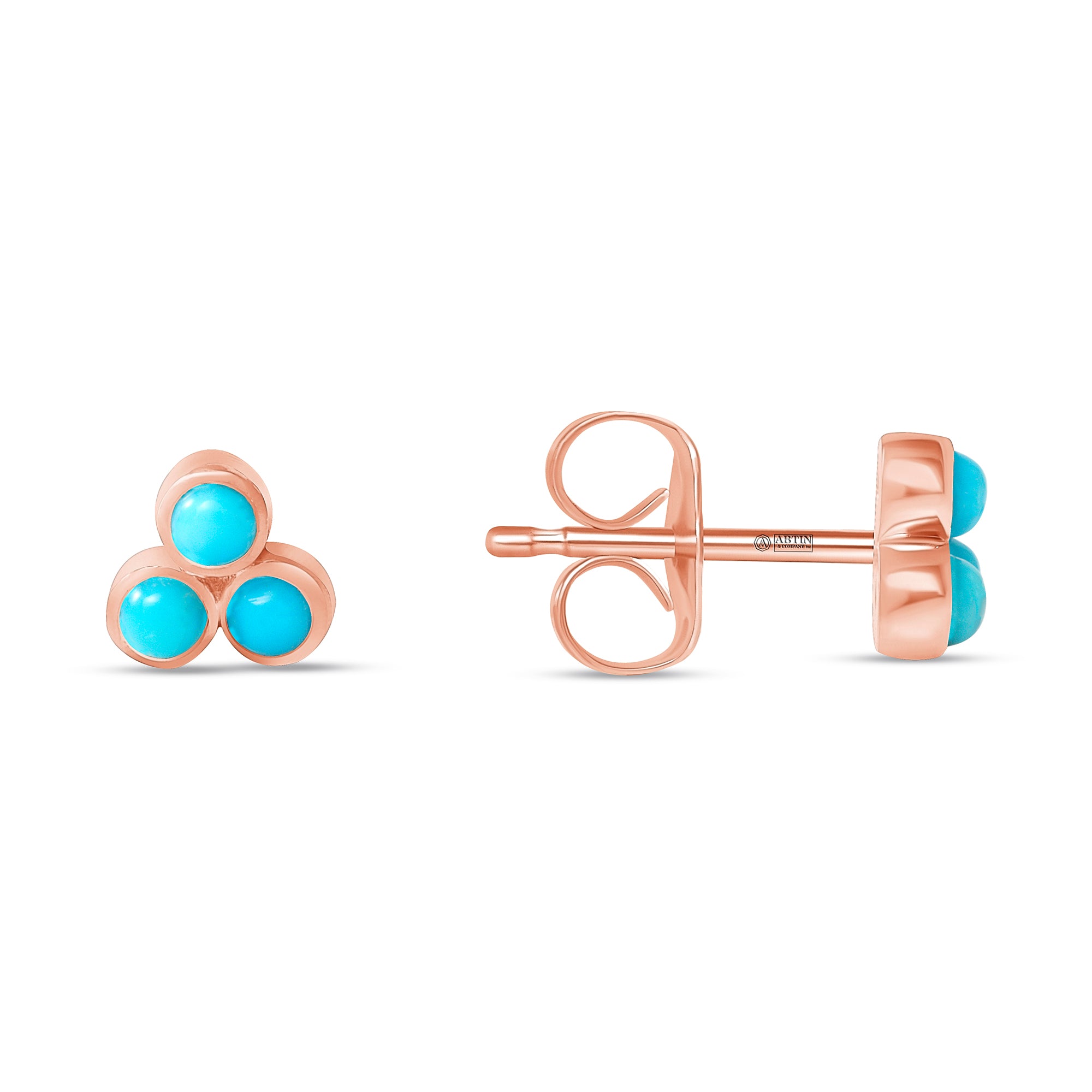 14K Gold Trio Turquoise Stud Earrings - Abtin & Company 