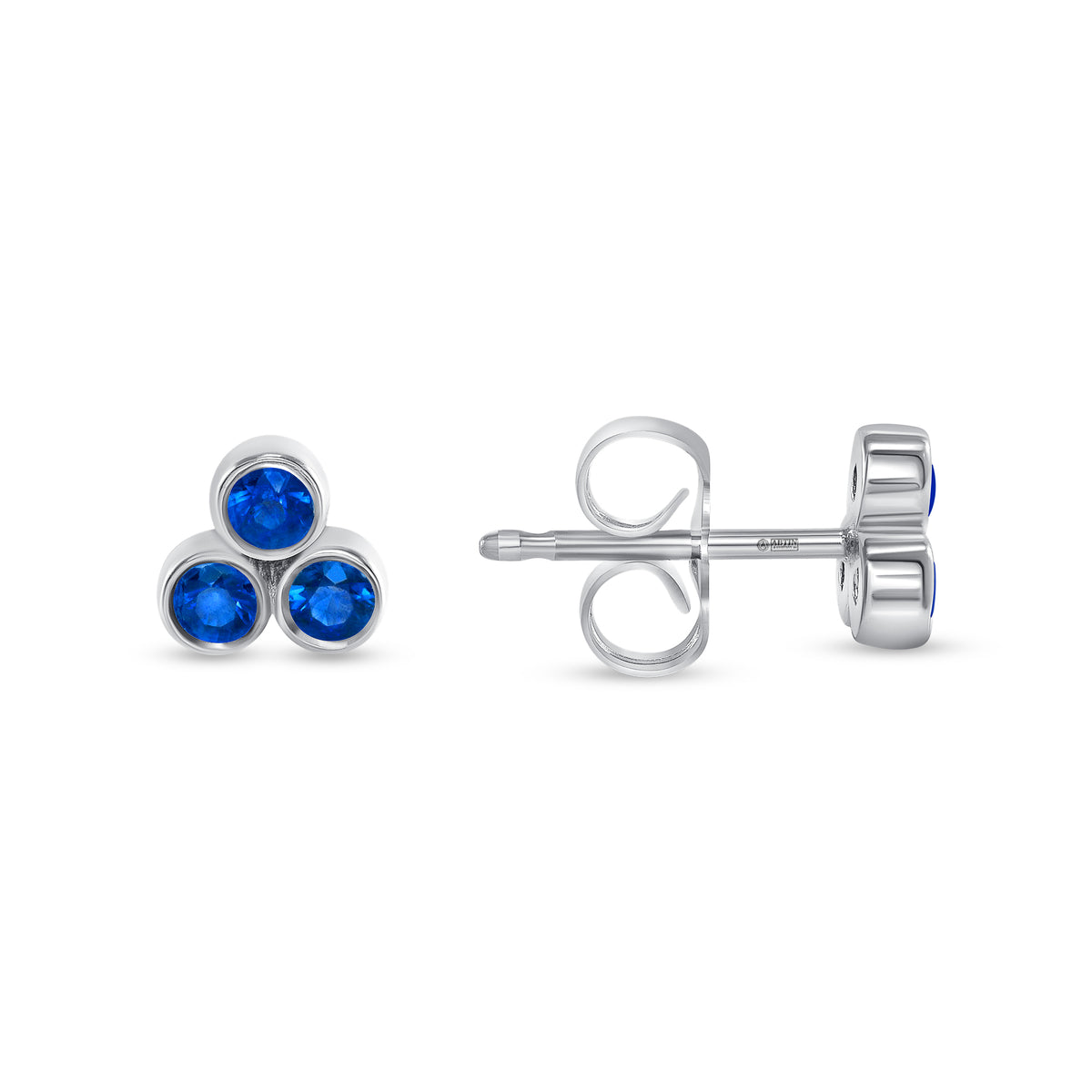 14K Gold Trio Blue Sapphire Stud Earrings - Abtin & Company 