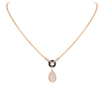 14K Rose Gold Pave Diamond Tear-drop Shape Drop Pendant - Abtin & Company 