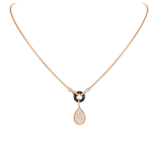 14K Rose Gold Pave Diamond Tear-drop Shape Drop Pendant - Abtin & Company 