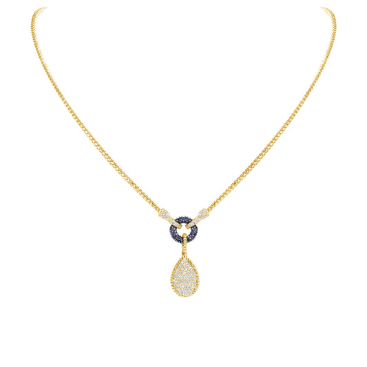 14K Yellow Gold Gold Pave Diamond Tear-Drop Shape Drop Pendant - Abtin & Company 