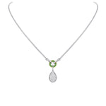 14K White Gold Pave Diamond & Emerald Tear-Drop Shape Drop Pendant - Abtin & Company 