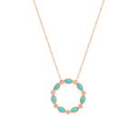 14K Gold Marquise Turquoise & Diamond Circle Pendant - Abtin & Company 