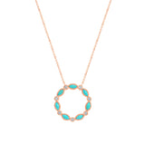 14K Gold Marquise Turquoise & Diamond Circle Pendant - Abtin & Company 