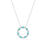 14K Gold Marquise Turquoise & Diamond Circle Pendant - Abtin & Company 