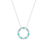 14K Gold Marquise Turquoise & Diamond Circle Pendant - Abtin & Company 