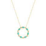 14K Gold Marquise Turquoise & Diamond Circle Pendant - Abtin & Company 