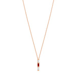 14K Rose Gold Baguette Ruby & Diamond Vertical Bar Pendant - Abtin & Company 
