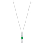 14K White Gold Baguette Emerald And Diamond Vertical Bar Pendant - Abtin & Company 